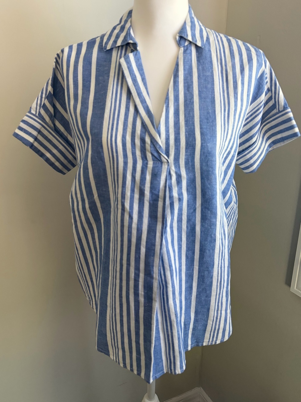 NWT MADEWELL Courier Button Back
Shirt Women's XXS Linen Cotton